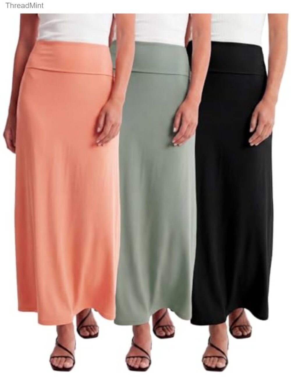 3 Pack Ultra Soft Flowy Maxi High Waisted Long Skirts Plus Size